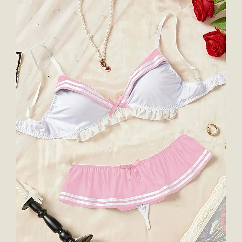 Japanese Blue White Cute Sexy Sailor Style Lingerie Set Sexy Uniform Lingerie Boudoir Photo Clothing Props Comfortable Fabric — image 2