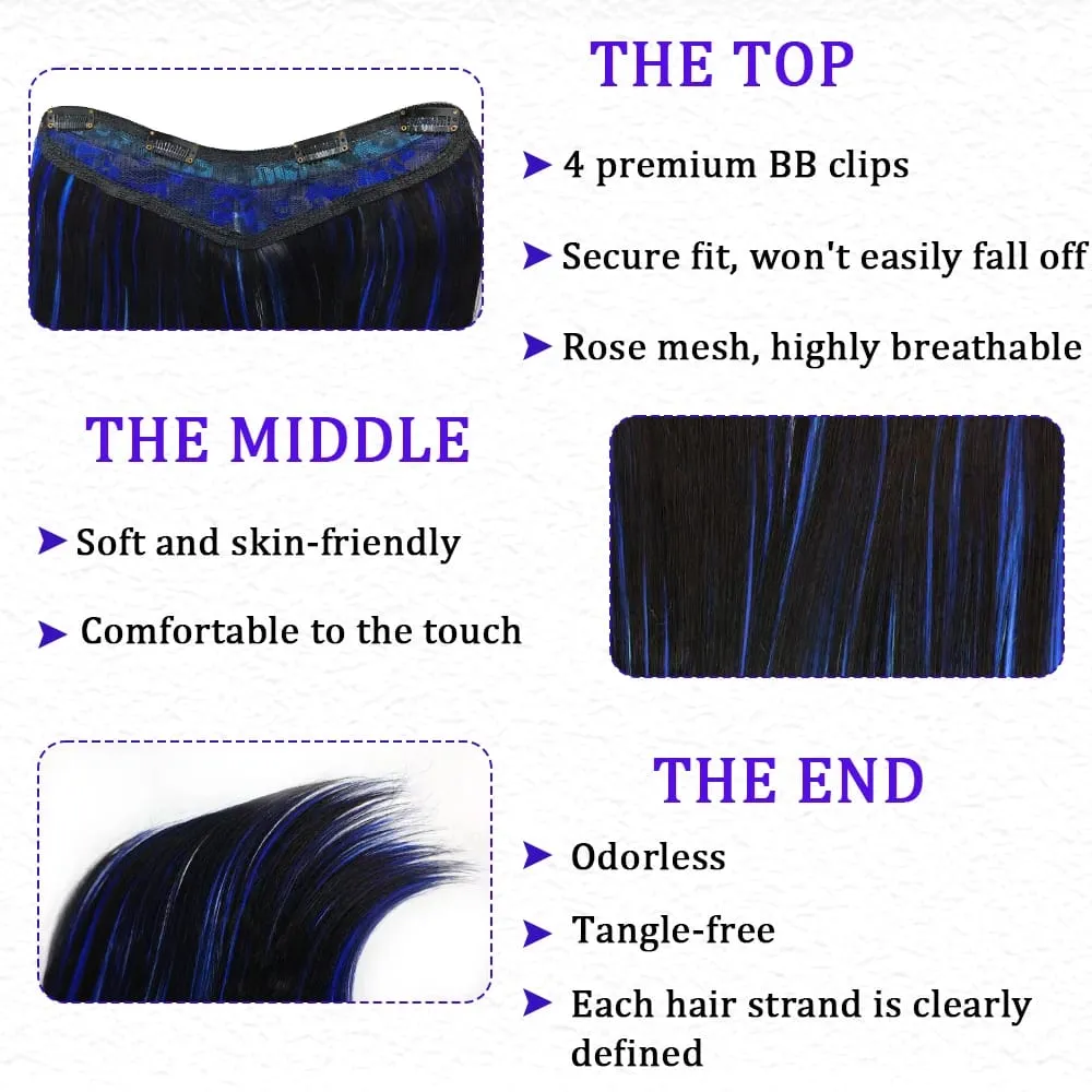 18inch V-shaped clip in hair extension layered hair extension adds volume.made of synthetic fiber for women — image 3