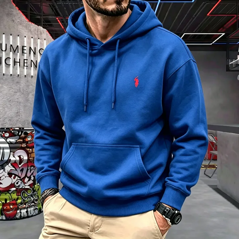 High-end herrhuv med långärmad 2026 höst-vinter lyxig fashionabla hästbroderi golftopp ledig hoodie herrkläder — image 8