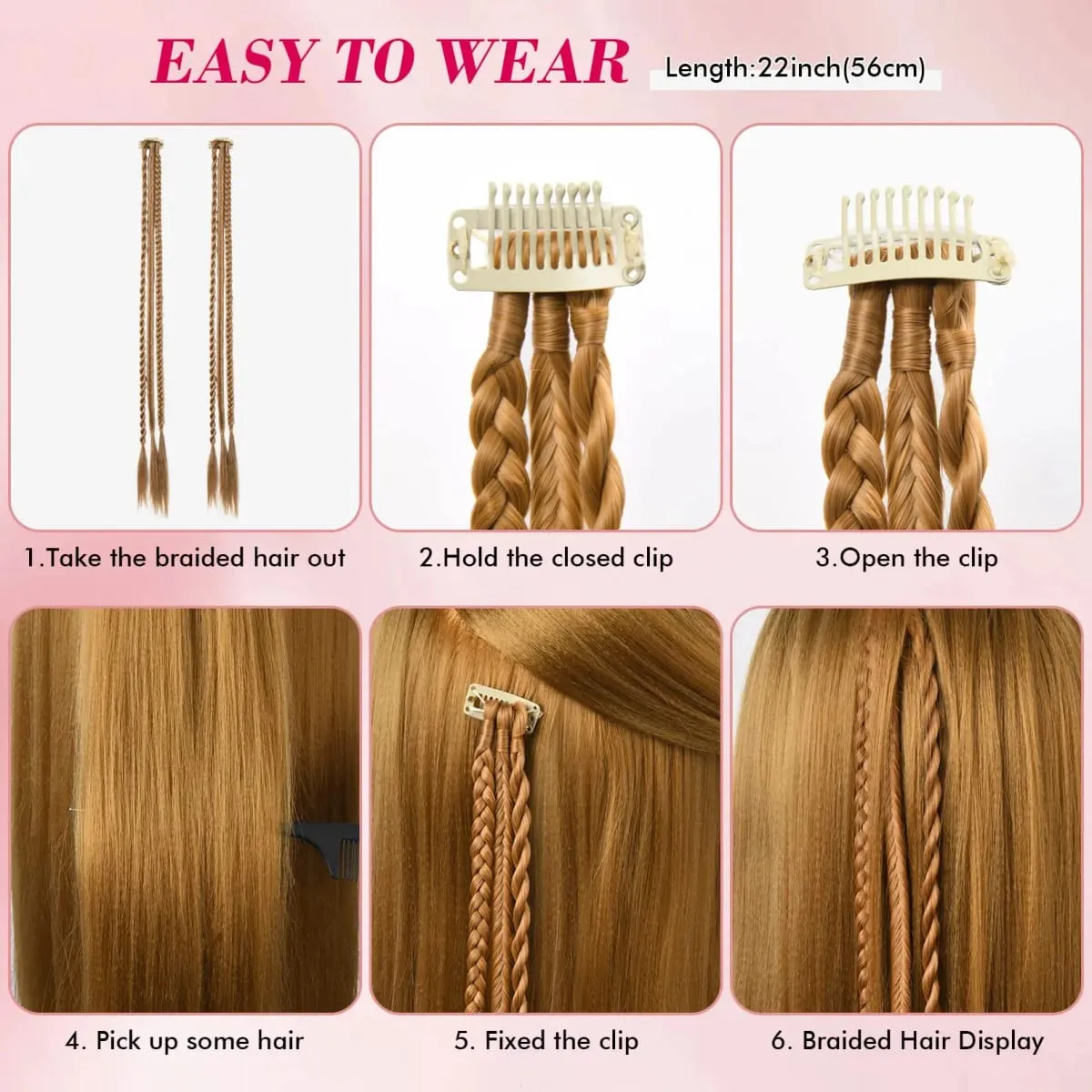 Braids Hairpiece Clip in Front Side Braid Bang Extensions for Women Synthetic Braided Ponytail Hair Pieces for Daily Wear — image 4