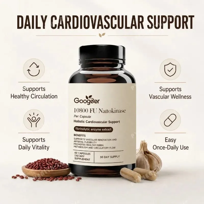 Nattokinase 10800 FU Capsules with CoQ10 Garlic Extract Daily Wellness Supplement 60 Count 30 Day Supply for Adults Men Women — image 2