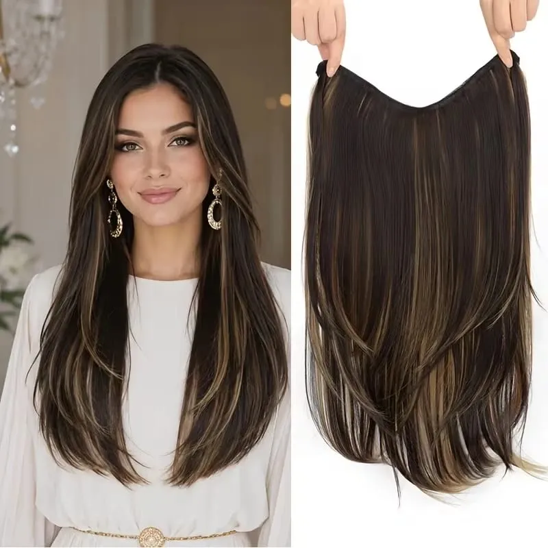 22Inch Synthetic Long Straight Multi Layer Hair Extension BB Clip Style Fiber Hairpiece for Women Daily Wear Confident Elegant — image 14