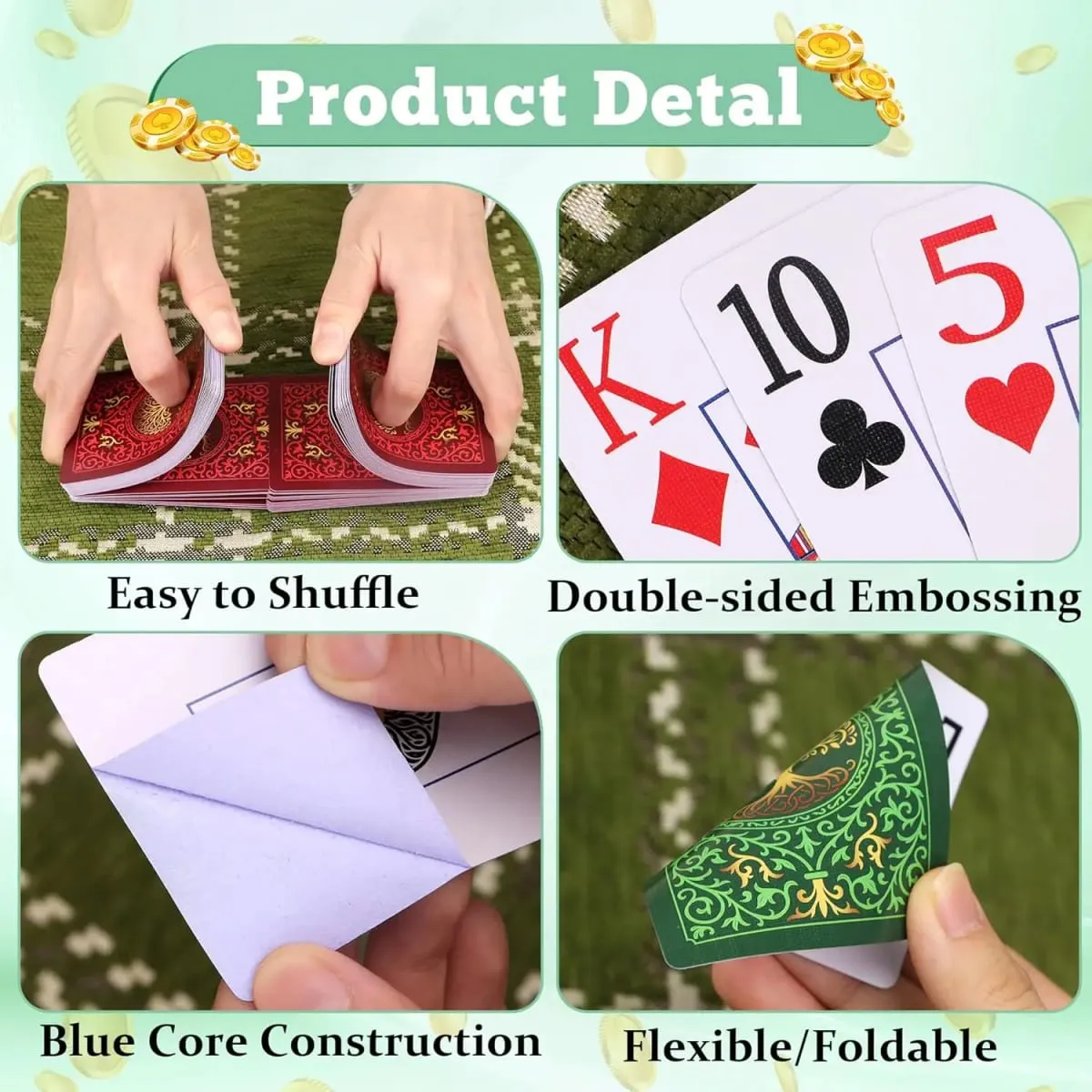 2 Pack Playing Cards | Large Print Playing Cards | Easy to Shuffle Premium Poker Cards for Card Games Family Game Night Table M — image 4