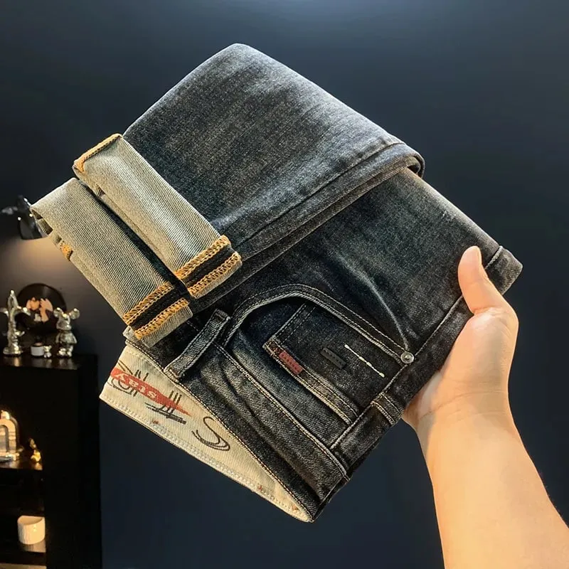 2025 New Micro Haren Conical Jeans for Men's Autumn Trendy Versatile Casual Elastic Loose Small Legged Pants