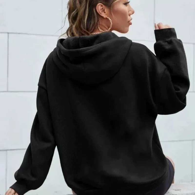 Women candy colored dopamine sweatshirt in spring and autumn colors, oversized shoulder long sleeved pullover hooded sweatshirt — image 6