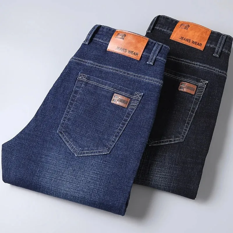 2026 New Men's Stretch Regular Fit Jeans Business Casual Classic Style Fashion Denim Trousers Male Black Blue Gray Pants — image 4