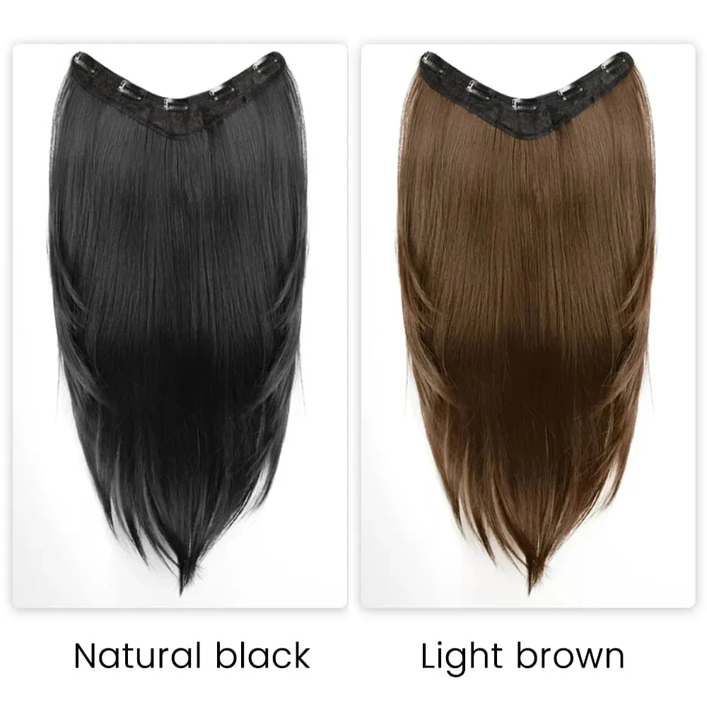 26Inch Synthetic Long Straight Layered V-Shaped Clip-in Hair Extension 4 Clip Heat Resistant Hairpiece for Women Daily Party — image 5