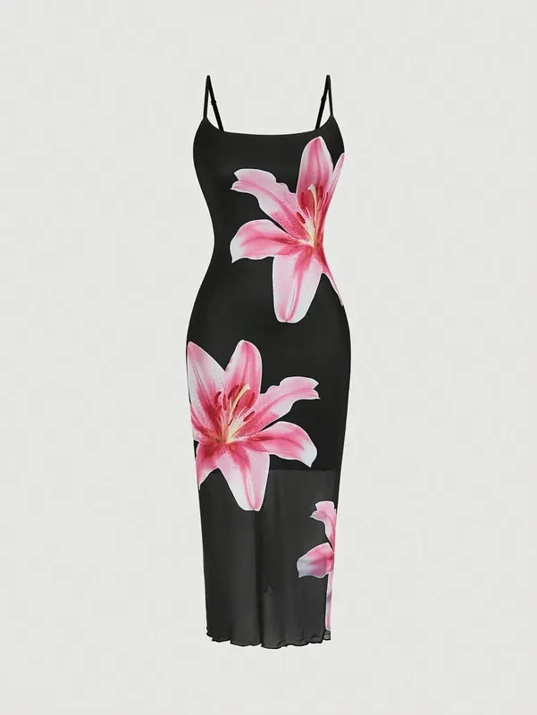 Elegant floral print sundress resort-style dress — image 6