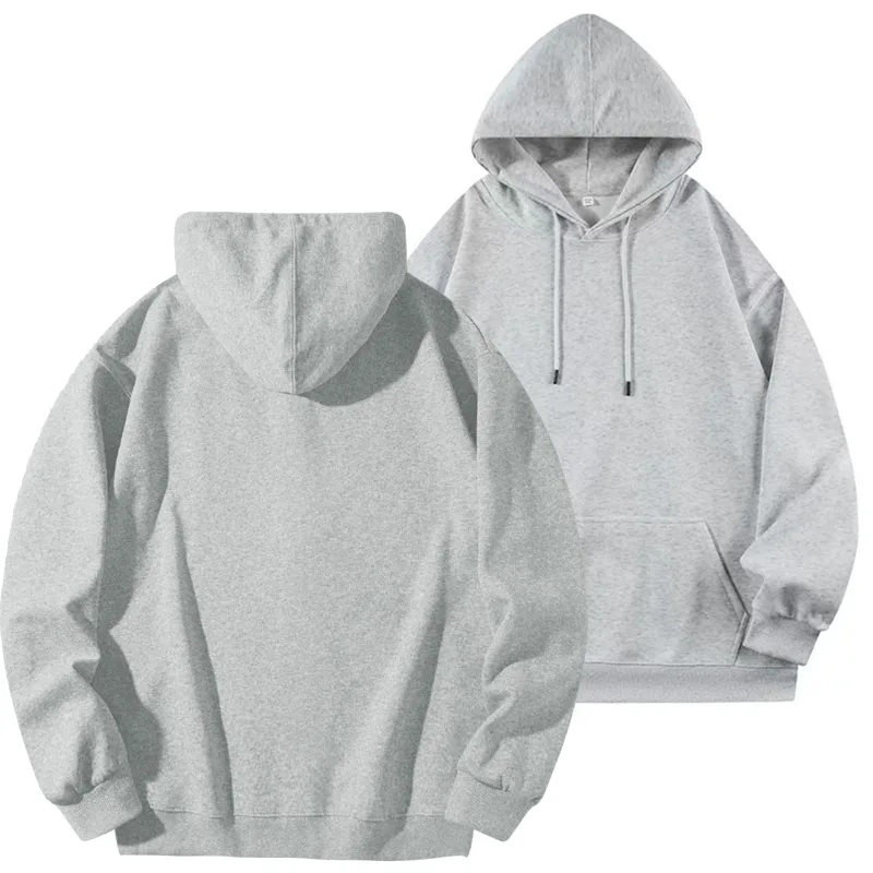Logo Tersuai DIY Sweatshirt Bertudung Hitam Kapas Tulen Pullover Lengan Panjang Atasan Kasual untuk Lelaki Dan Wanita Fesyen Musim Sejuk Musim Gugur — image 9