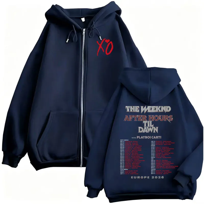 The Weeknd After Hours Til Dawn 2026 Europe Tour Zip Up Hoodies Men Women Fashion 90s Casual Long Sleeve Sweatshirt Jacket Coats — image 3