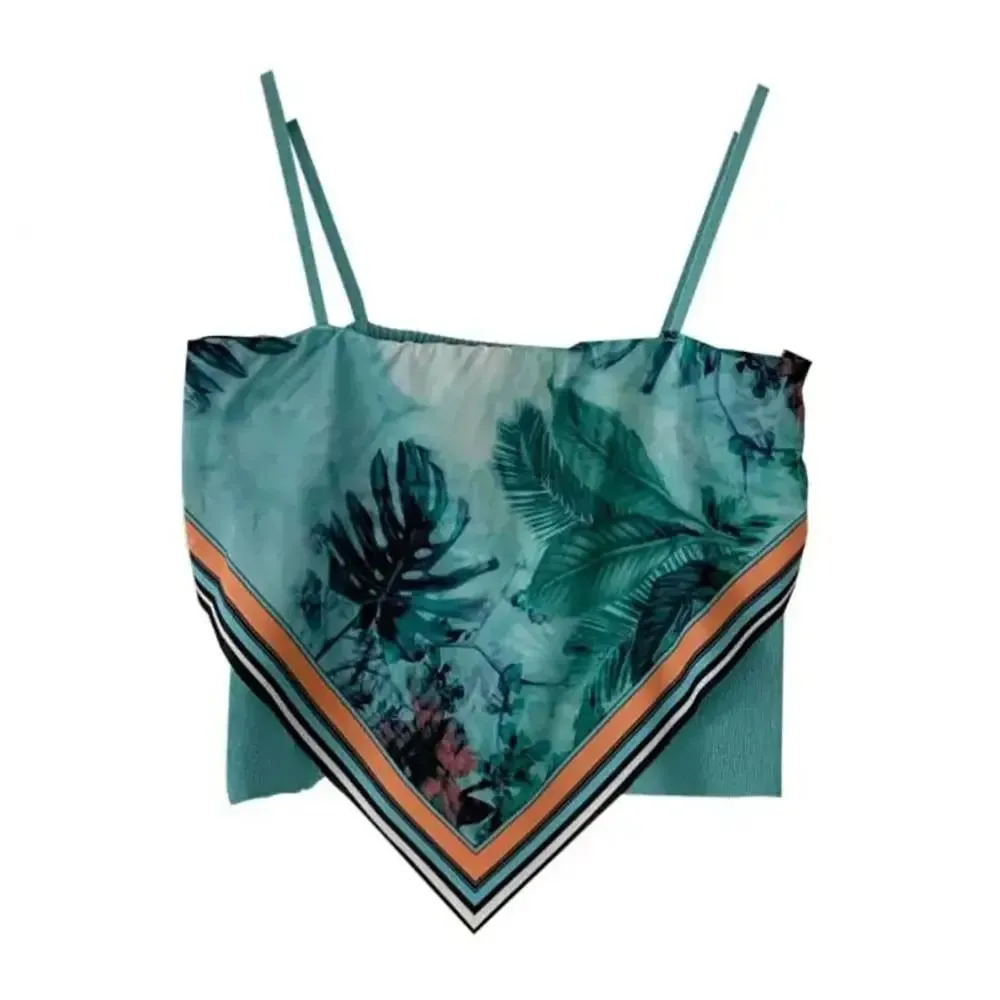 New Retro Camisole 39cm Cotton Triangle Scarf Cashew Flower Wear Tube Top — image 11