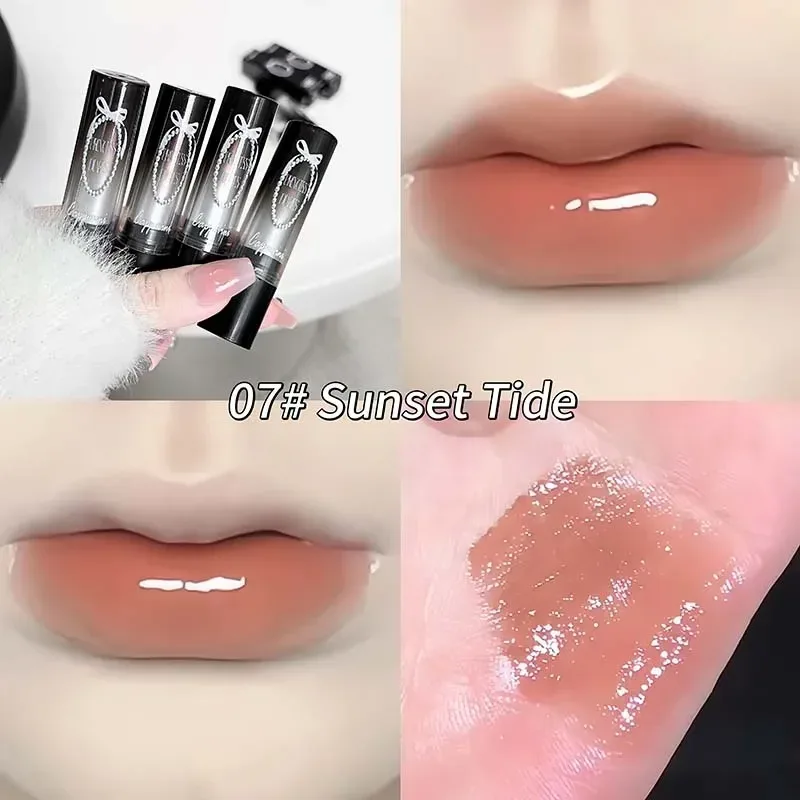 Pink Crystal Mirror Glass Solid Lip Gloss Round Tube Water Light Lipstick Clear Jelly Lip Glaze Nude Brown Moisturizing Lip Tint — image 13