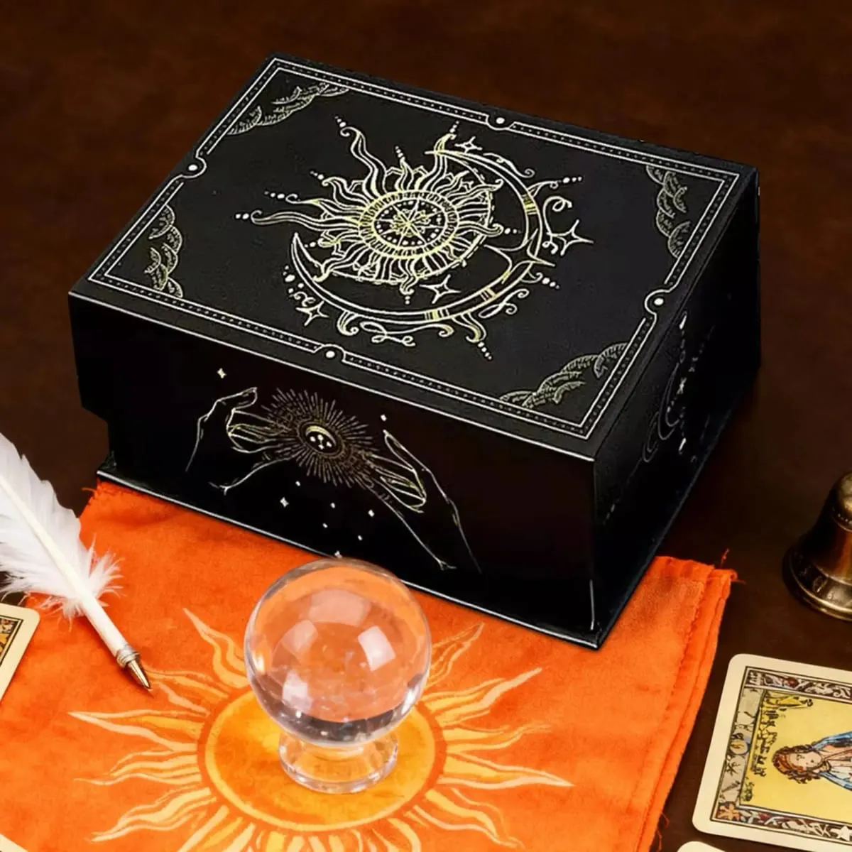 Magnetic Lid Tarot Card Box Portable Lightweight Storage Organizer for Oracle/Playing Cards Jewelry Keepsakes Home Display — image 6