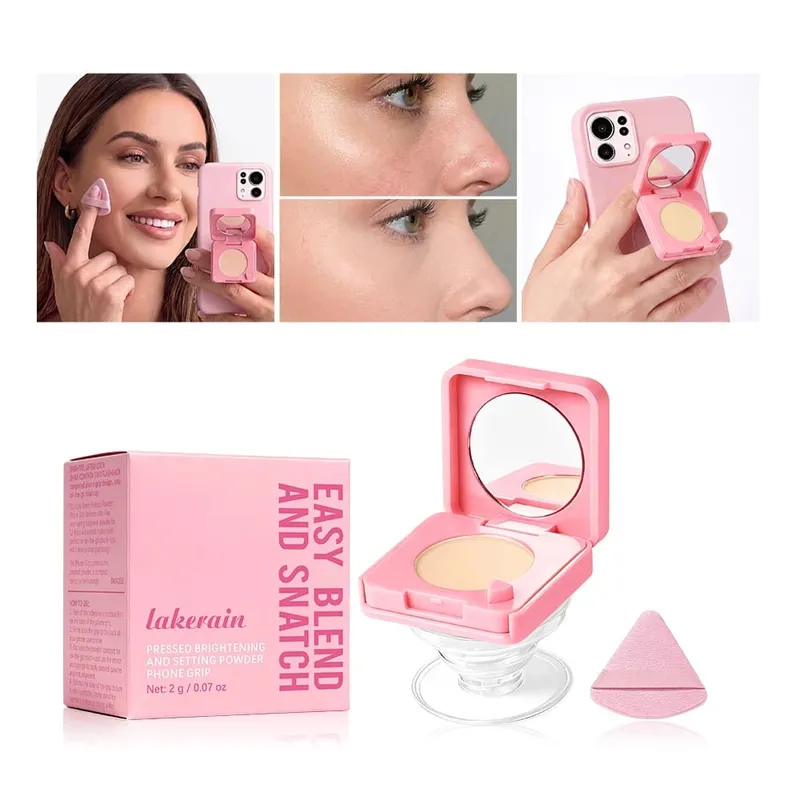 3Pcs Foundation Stick Face Pressed Powder Compact with Christmas Drawstring Bag Long Lasting Matte Face Cosmetic Christmas Gift — image 2