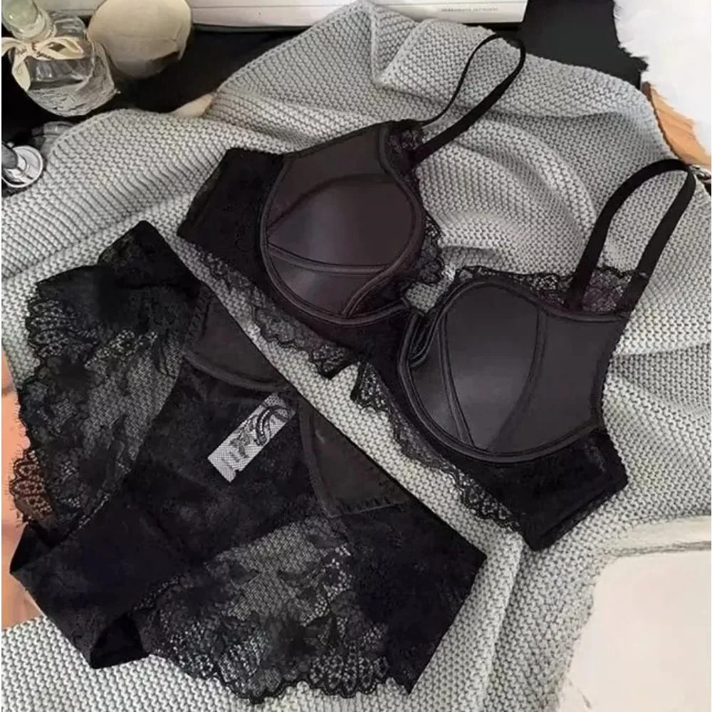 Satin Lace Push Up Bra Women Sexy Thin Breathable Minimizer Full Coverage Anti Sagging Wireless Lift Lingerie 32-38AB — image 2