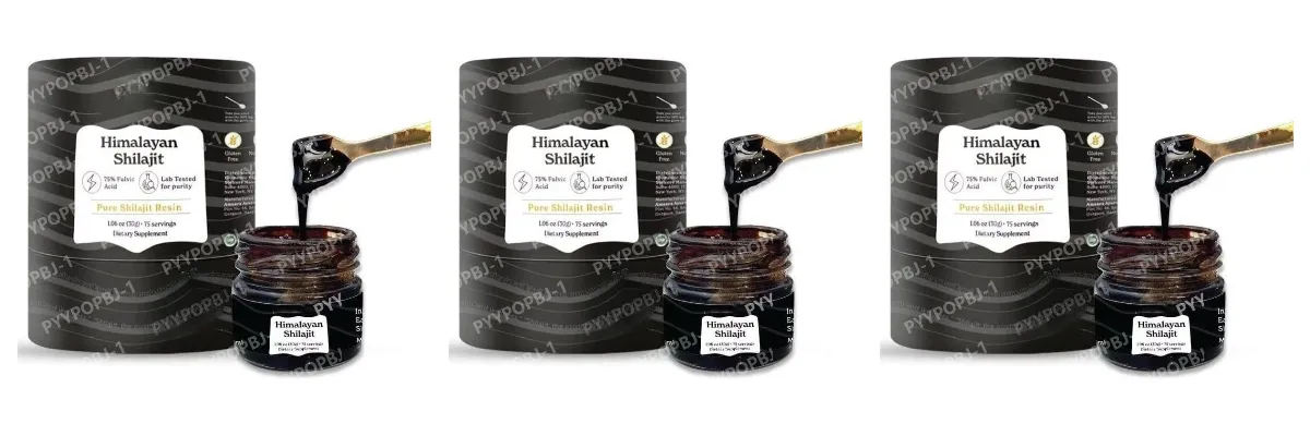 Himalaya Shilajit Resin Organik Asid Fulvik Asli Diperakui ISO 1.06 OZ 75 Hidangan 85+ Mineral Surih untuk Lelaki dan Wanita