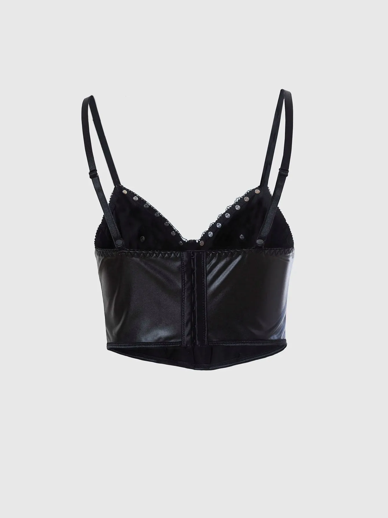 Punk Style Leather Halter Top with Metal Ring Cross Decoration Dark Sexy Outfit/Cosplay Top for Trendy Girls — image 2
