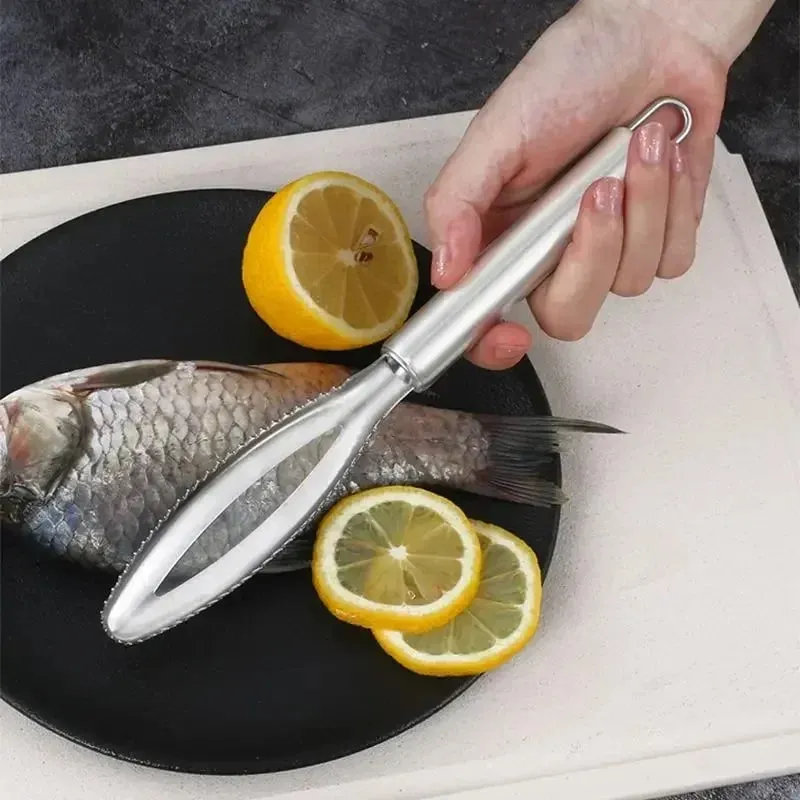Stainles Fish Scales Scraping Graters Fast Cleaner Remove Skin Brush Cleaning Scraper Peeler Bone Scaler Tongs Tweezers Tool — image 2