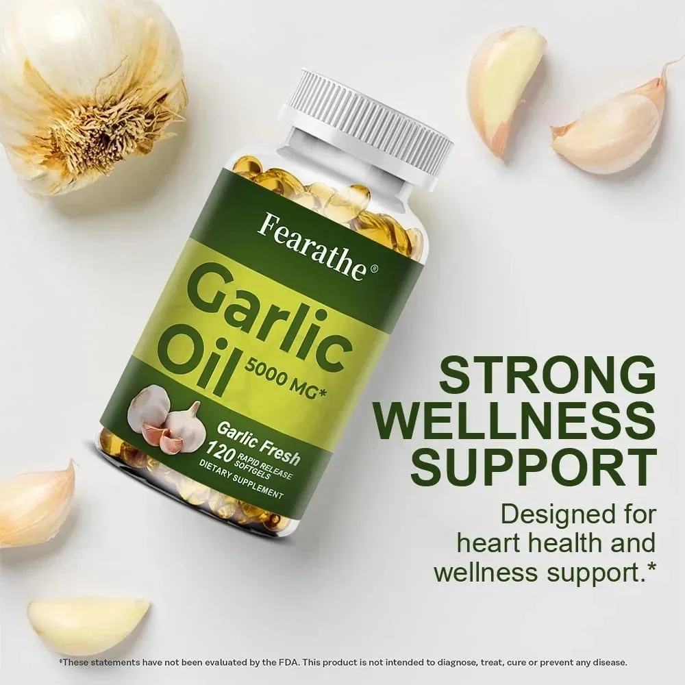 Garlic Oil Softgels 5000 Mg Immune Cardiovascular Circulation Heart Unflavored Non-GMO Gluten-Free Supplement — image 3