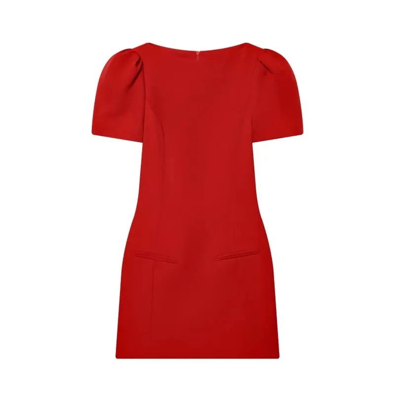 ETJ 2025 women's new products are elegant and stylish Short dress with a boat neck and short sleeves with pleats black dress — image 10