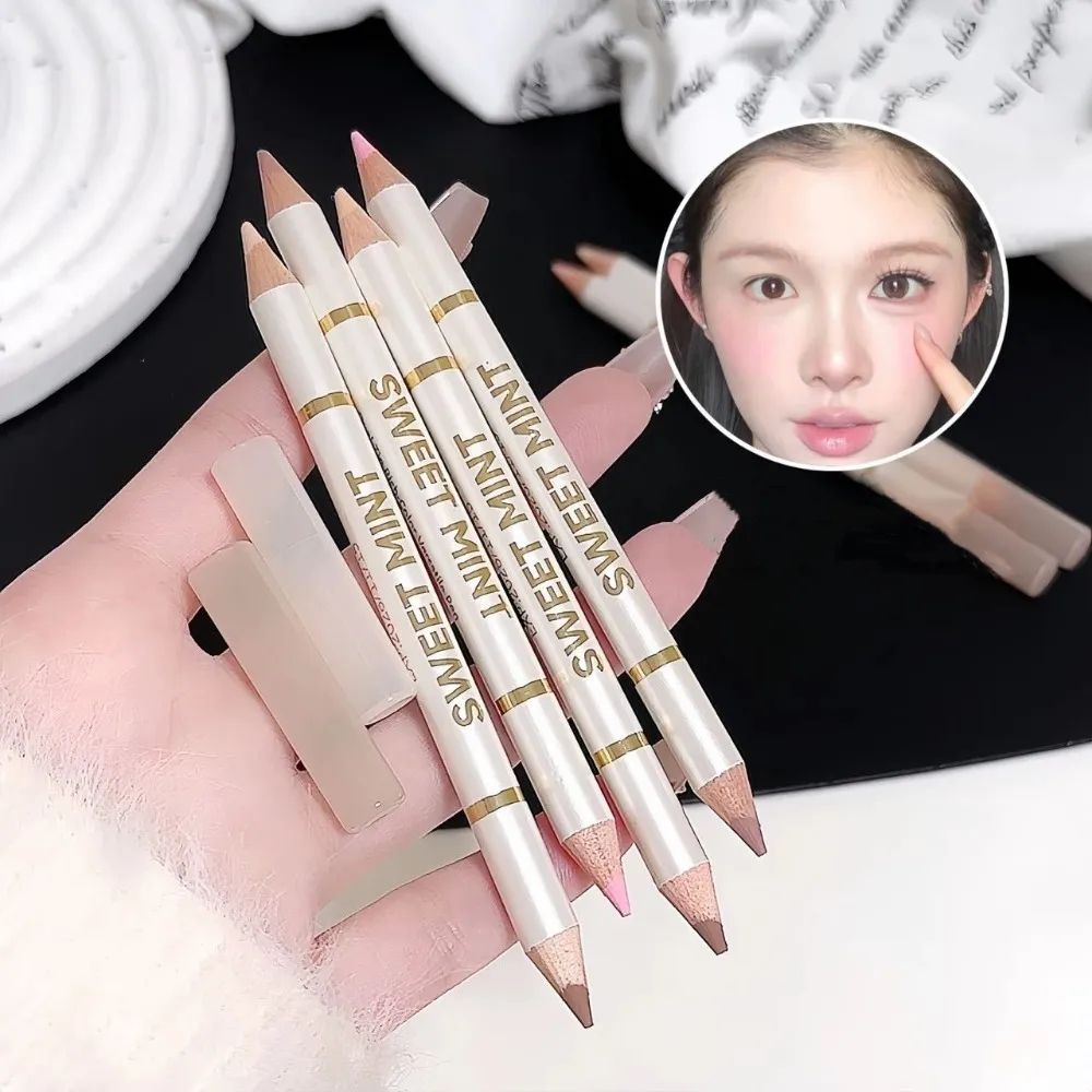 Double-ended Silkworm Eyeliner Shadow Pen 2 in 1 Nude Pink Brightening Highlighter Makeup Pencil Lasting Waterproof Eye Makeup