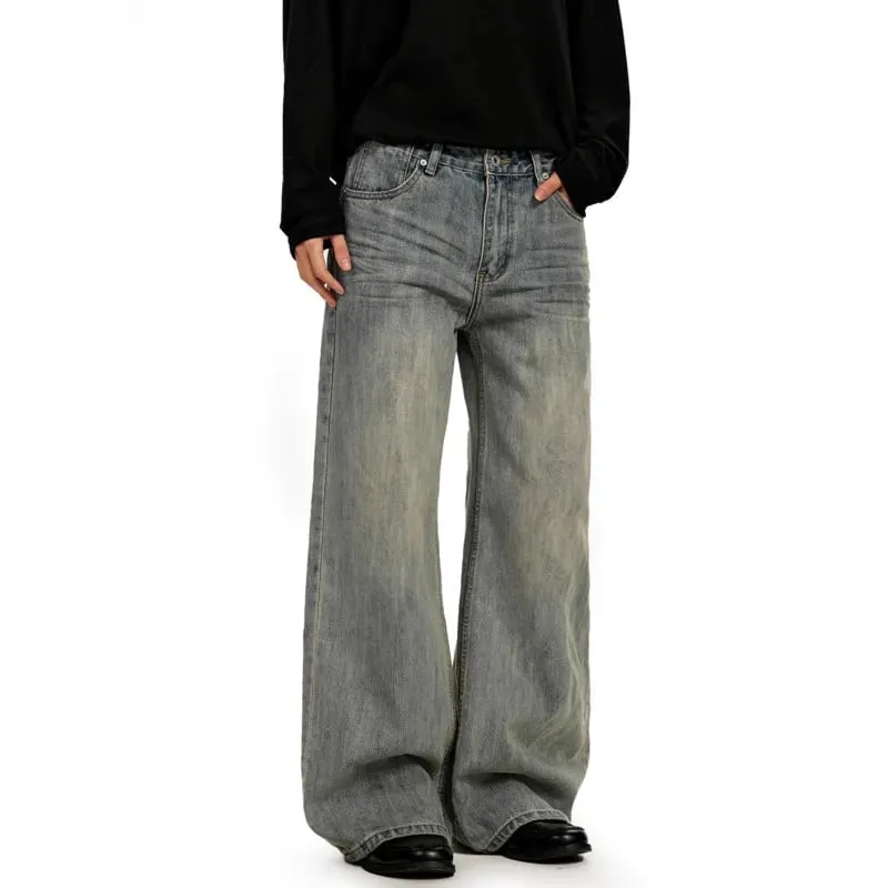 American Retro Minimalist Distressed Washed Men's Jeans Solid Full Length Causal Straight-leg Pants 2026 Spring News 9X1974 — image 4