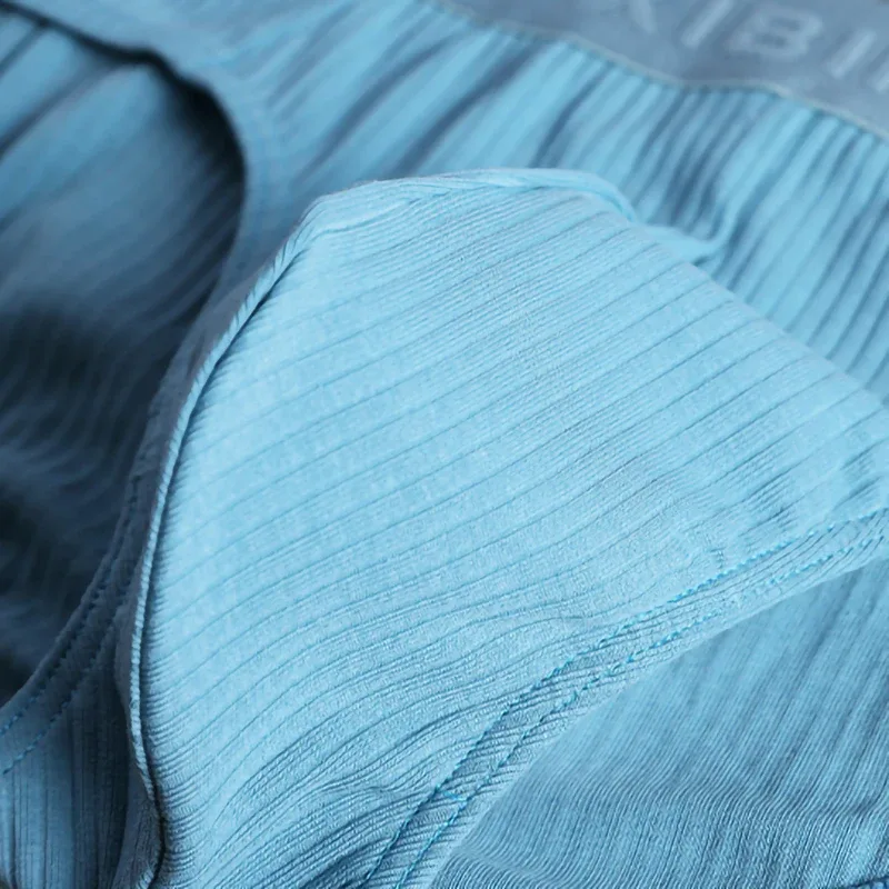 3-Piece Men's Cotton Ribbed Briefs Set - "XIBINDI" Embossed Waistband Underwear (Blue/Gray/Pink) — image 3