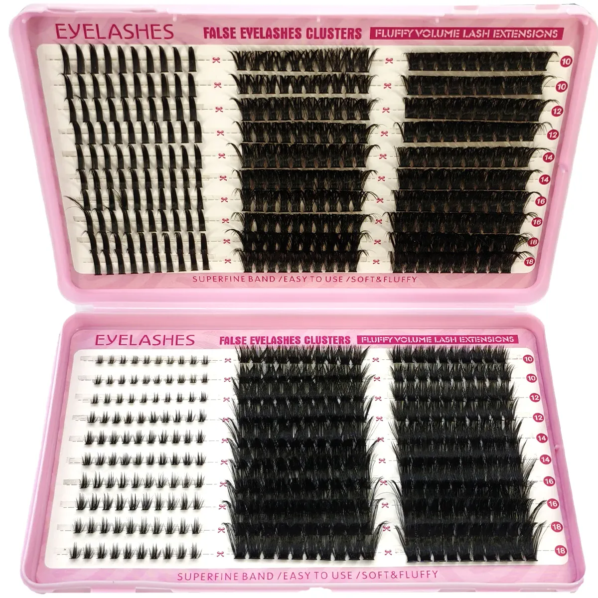 600PCS False Eyelash Cluster DIY Extended Mixing Disc Plump Clustered Single Piece Cat Eye False Eyelash Spikes+Bottom — image 2