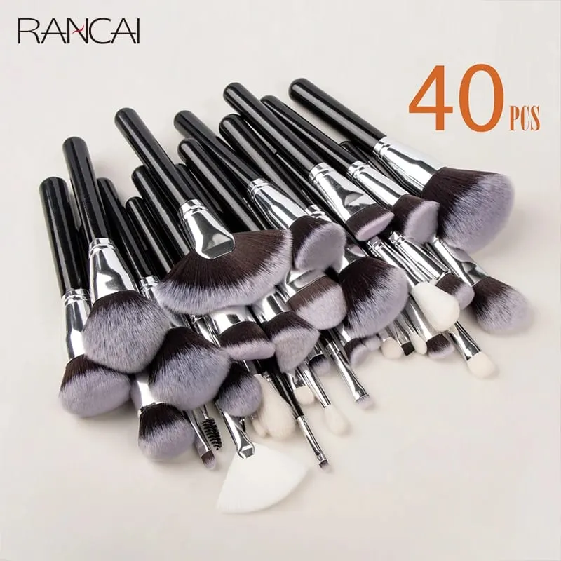 Professional 40Pcs Makeup Brushes Set Soft Synthetic Bristle Powder Blending Contour Eyebrow Eyeshadow Fan Foundation Brush — image 1