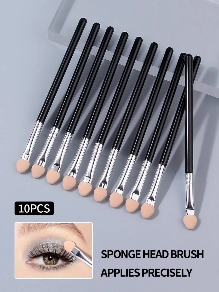 10Pcs Dual-Color Sponge Eyeshadow Brushes Makeup Tools Eyeshadow Stick Sponge Head Nail Smudge Brush — image 3