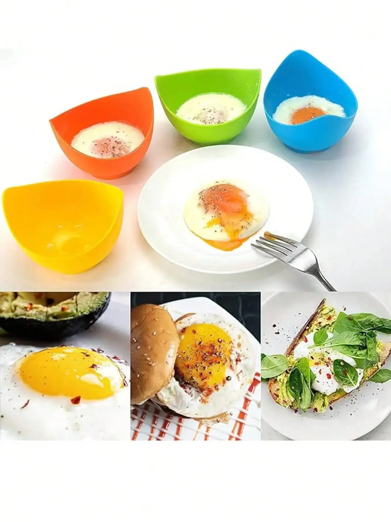 4pcs In Random Colors Egg Boiler Mold Cup Silicone Egg Poachers Poached Egg Cups For Microwave Air Fryer Stovetop Egg Cooking — image 5