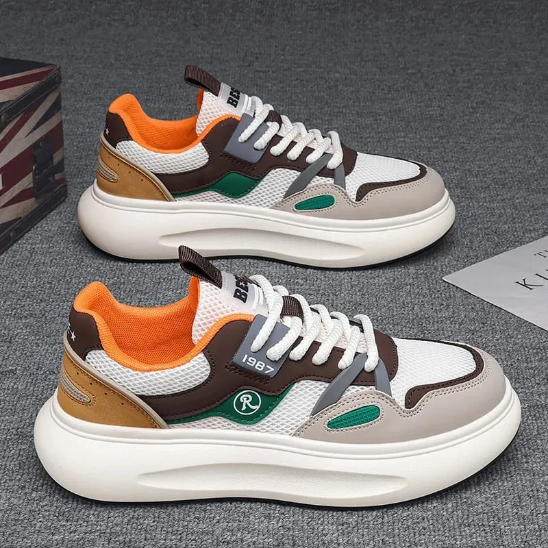 Free Shipping Sports Mens Shoes Height Increasing Thick Sole Vulcanized Sneakers Fashion Casual Lace Up Anti SlipOutdoor Walking