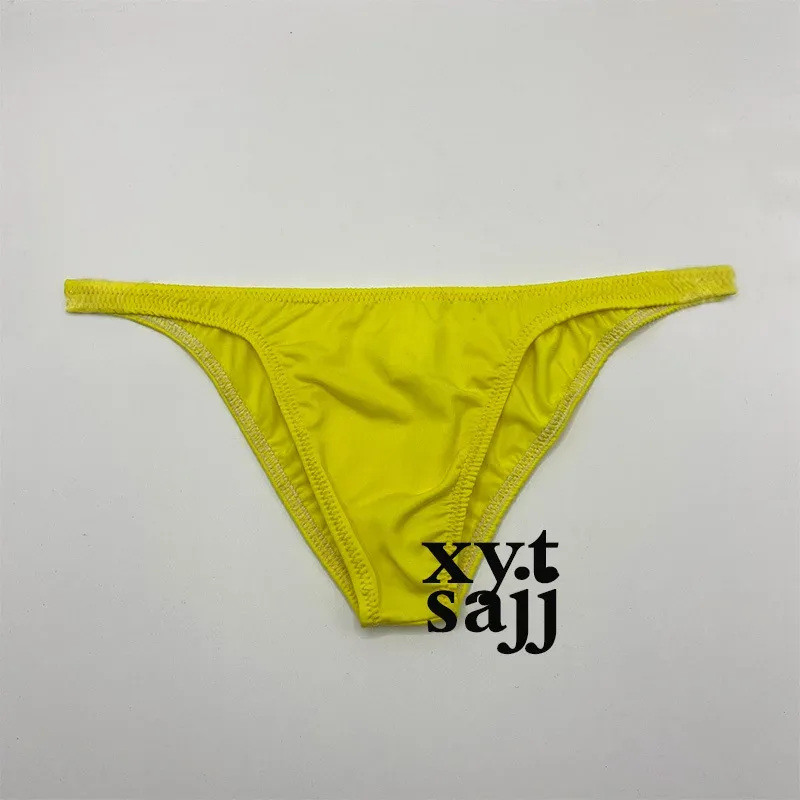 New Unisex Low Rise Bikini Briefs Solid Color High Elastic Nylon Triangle Underwear No Pouch Sexy Slim Intimate Panties Knickers