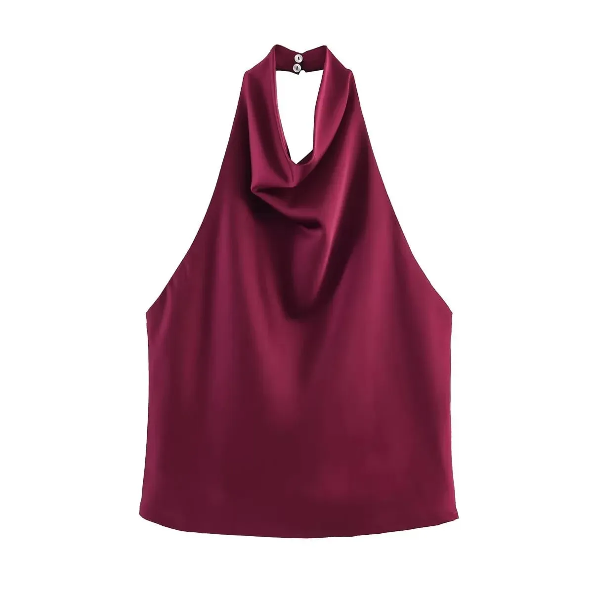 Women's Satin Halter Neck Sleeveless Top Summer Elegant Draped Collar Blouse Smooth Chic Office Party Wear Evening Outings — image 19