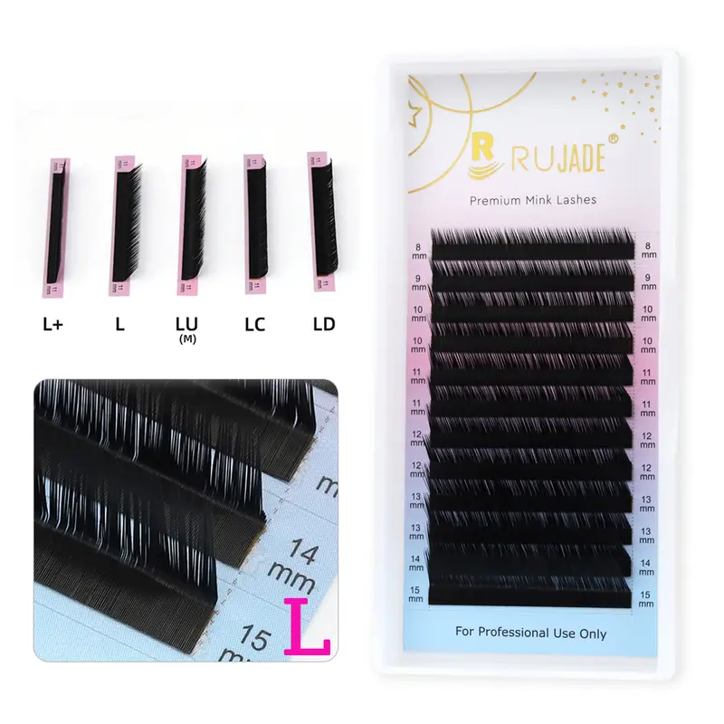 Rujade L M Curl Russian Volume Individual Eyelash Extension Natural Soft L/L+/LC/LD/LU(M) Curl Professional Makeup False Lashes