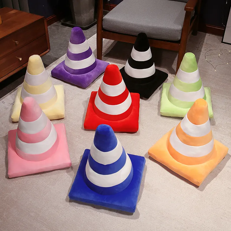 Roadblock-cojín de peluche suave y realista para niños, cono de tráfico, construcción de carreteras, almohada cónica, juguetes para decoración del hogar — image 2