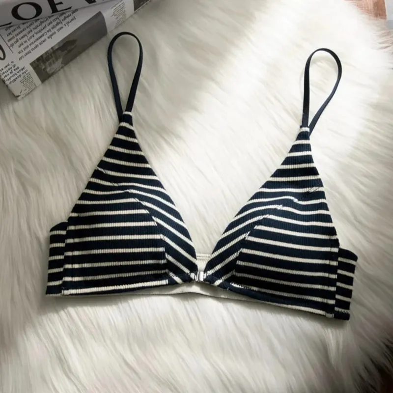 omen Front Closure Bra Set Summer Thin Spaghetti Strap Sexy Triangle Cup Backless Brassiere Lingerie Set 32‑38 Size — image 3