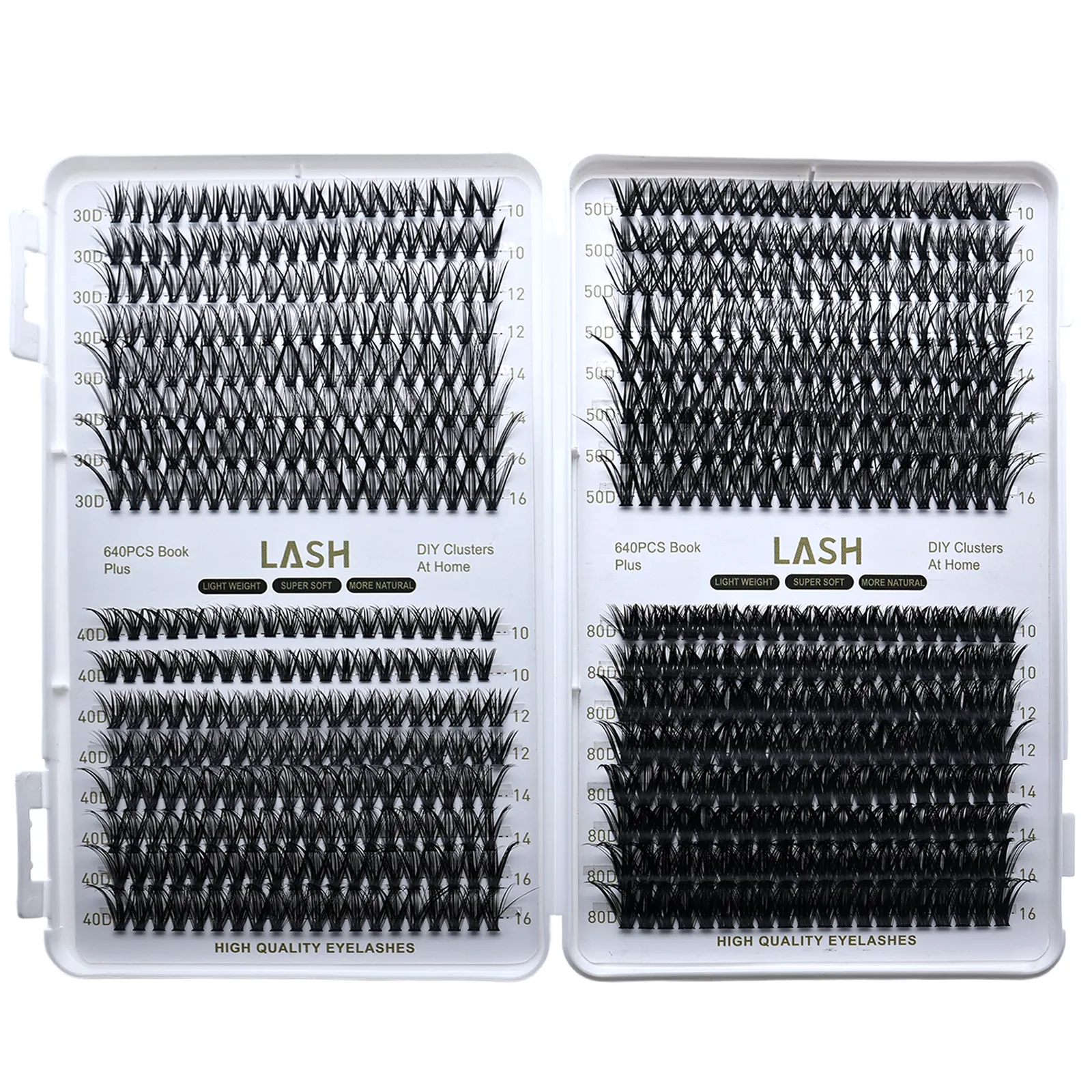 DIY Lash Cluster Book 640Pcs 30D‑80D Mixed Density D Curl 10‑16mm Mixed Length Individual Eyelash Clusters Home Eye Makeup Tool — image 6