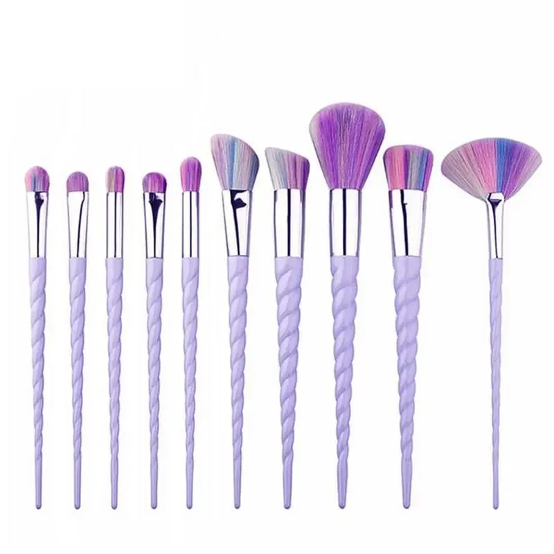 10pcs/set Colorful Makeup Brushes Set Foundation Eyeshadow Powder Brush Makeup Brush Cosmetic Tools pinceaux maquillage licorne