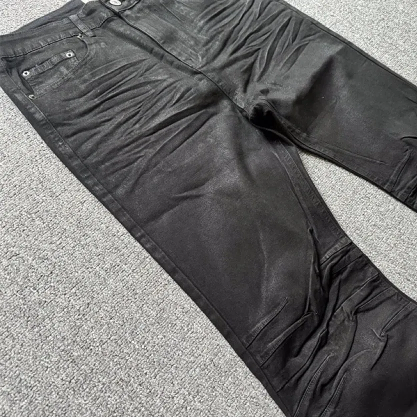 2026 High street coated micro-flare jeans American retro heavy industry men and women black gothic retro casual loose jeans — image 6