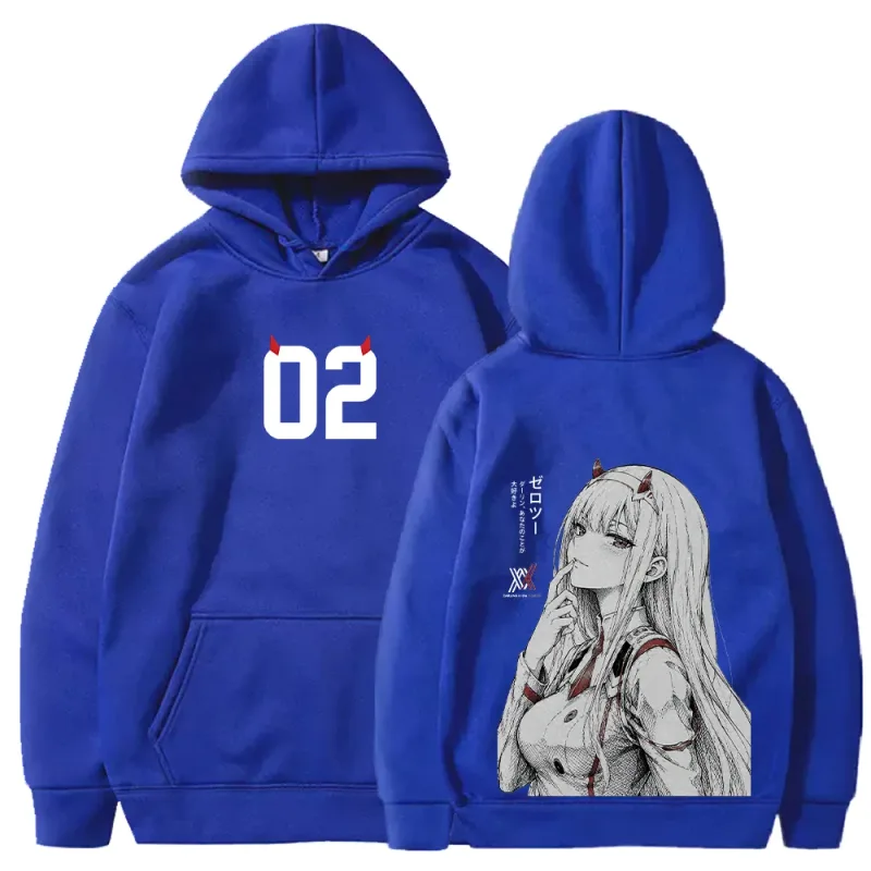 in the FRANXX Harajuku Anime Zero Two Hoodies Streetwear Men Women Clothing Long Sleeve Oversized Fleece Hooded Pullover — image 9
