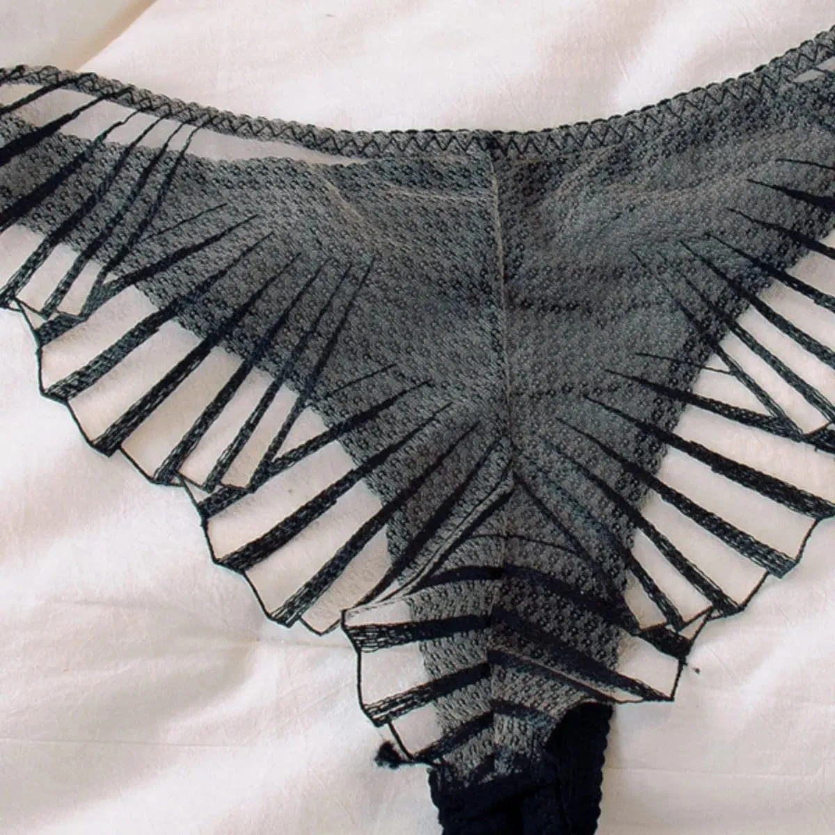 2-piece Women's Brief Sets Black Scallop Chest Cup Embroidered Lingerie Set Underwear Black Mesh Hot Unlined Minimizer Bra — image 5