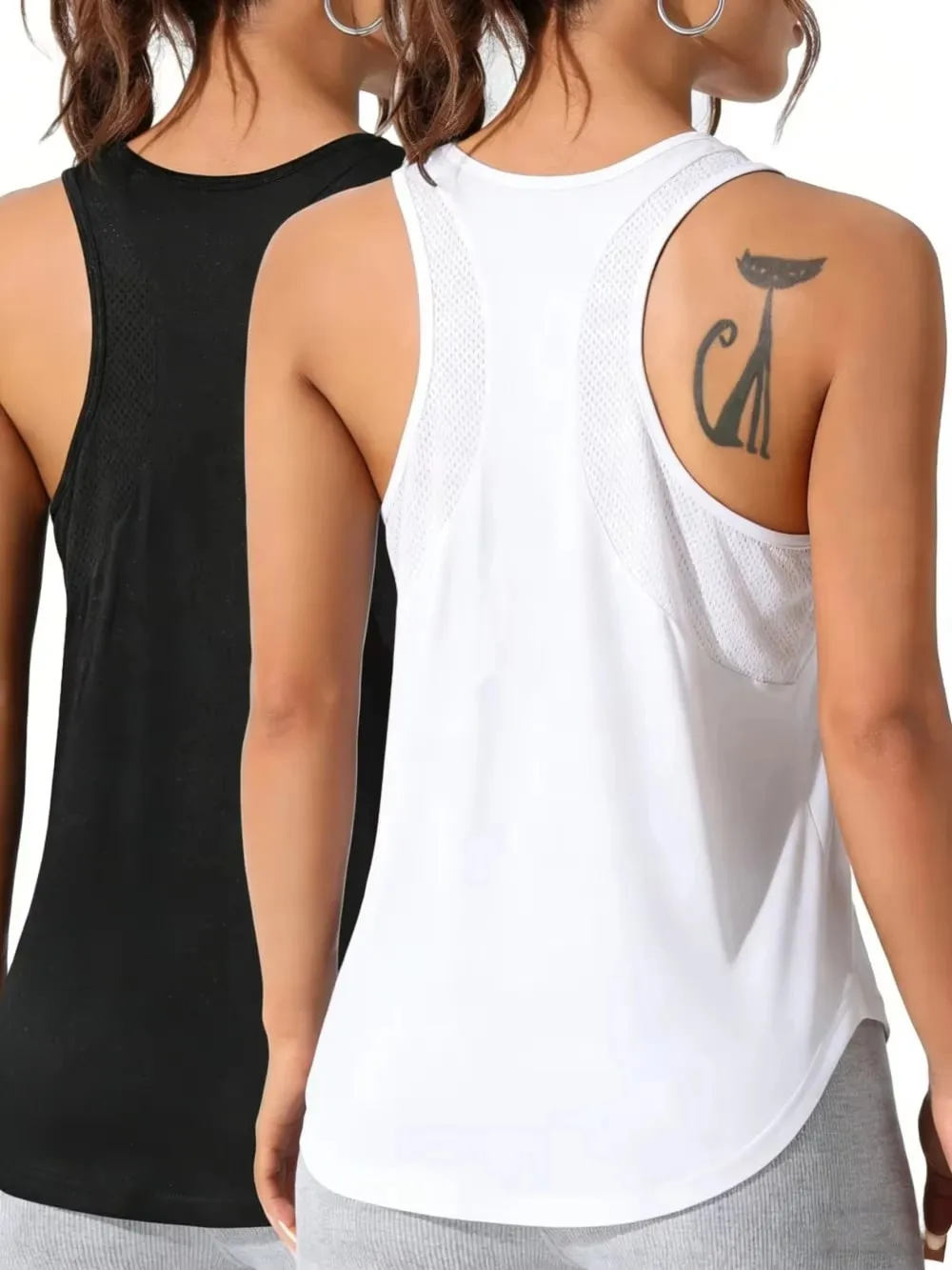 Womens Solid Sleeveless Tops Quick Drying Summer Sports Vest Loose Breathable Soft Gym Outdoor Wear Basic Womans Tank Shirts — image 13
