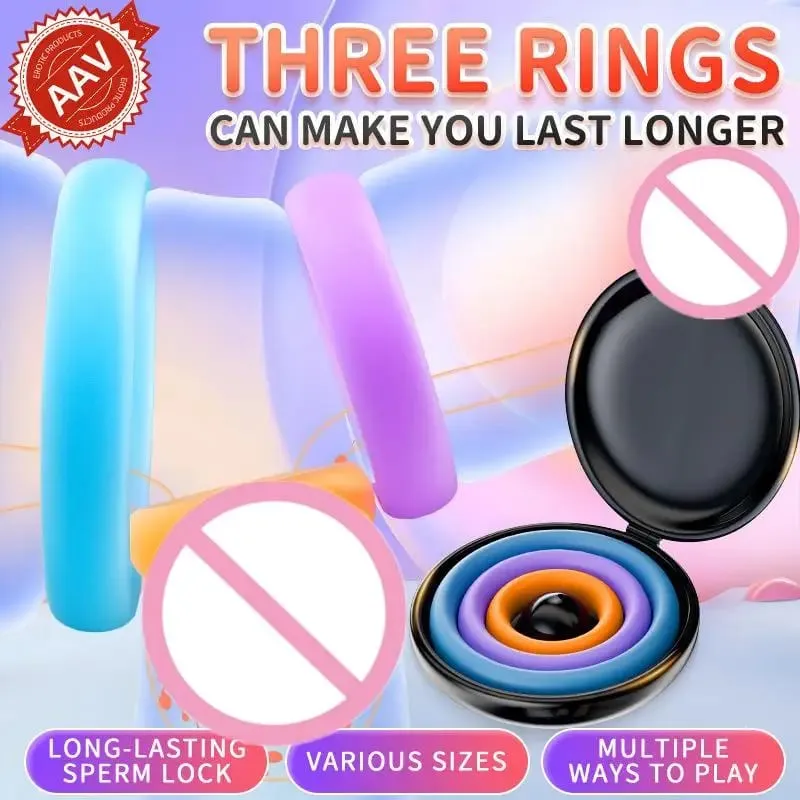 HOT！3Pcs Penis Ring Set For Men Enhanced Erection Delayed Ejaculation Cock Trainer Semen Lock Reusable Adult Sex Toys For Male