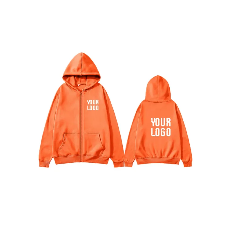 Solid Color Zipper Hoodie | Customizable Text Pattern Jacket | Unisex Team Customization — image 15