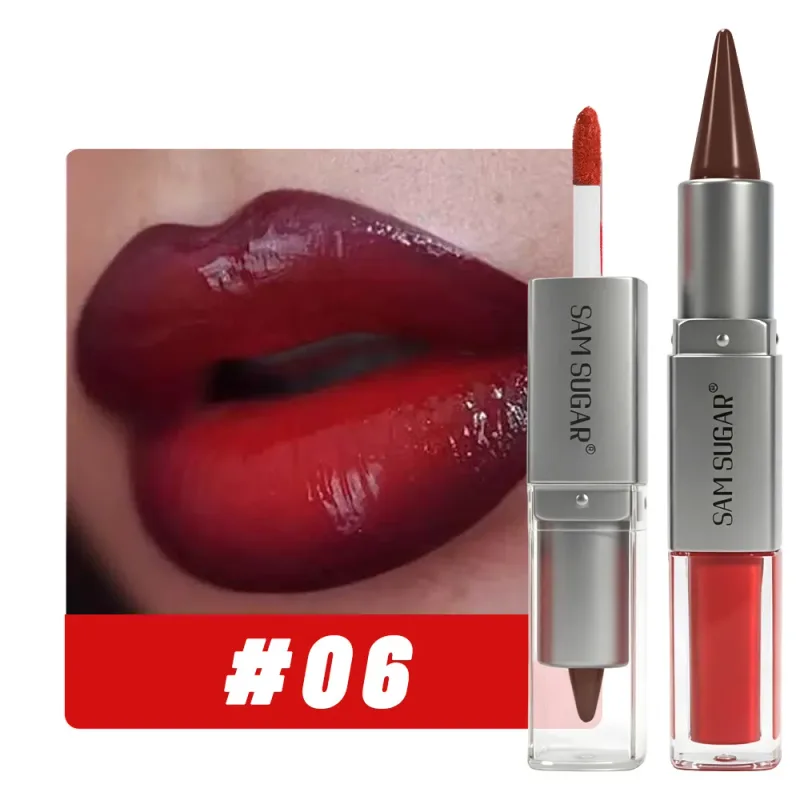 2 σε 1 Lip Liner & Lip Gloss Dual Ended Hydrating Non Stick Lipstick Matte Velvet Outline Crayon με γυαλιστερό γυαλιστερό Lip Glaze — image 11