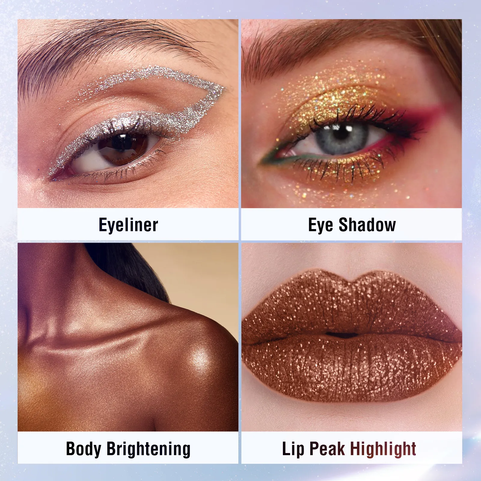 Waterproof Glitter Eyeliner Pen Eye Shadow Stick Long-Lasting Quickly Dry Diamond Shiny 10 Colors Liquid Eyeliner Big Eye Makeup