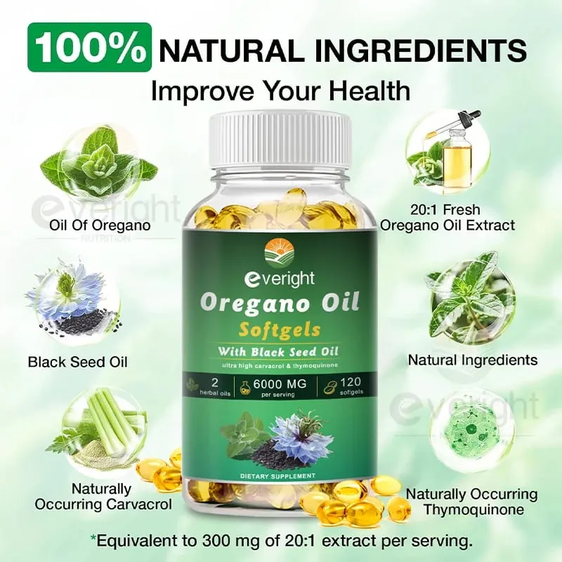 Organic Oregano Oil Capsules with Black Seed Oil for Antioxidant Digestive Balances Intestinal Flora Immune System Health — image 3