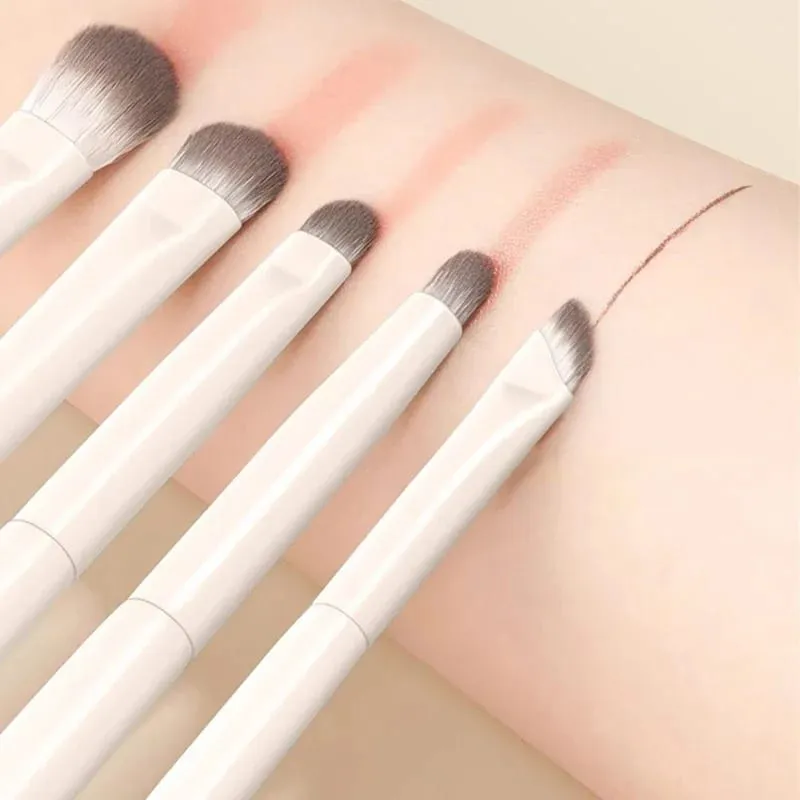 5/6/8/10pcs Natural Eye Makeup Brushes Set Detail Eyeshadow Brush Makeup Brush White Ultra Soft Eyeshadow Eyeliner Makeup Tool — image 3
