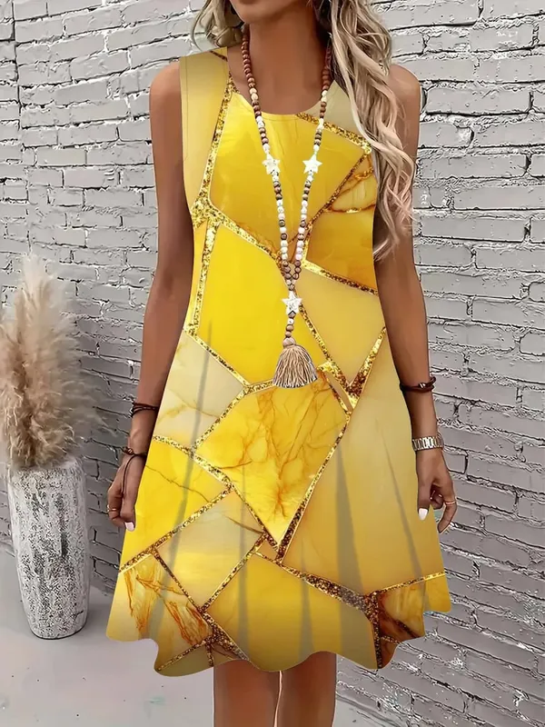 2026 Summer Women's Sleeveless Dresses Knee-Length Round-Neck Dresses Beachy Casual Dresses 3D-Printed Loose-Fitting Dresses — image 17